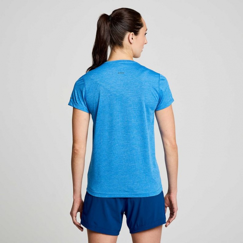 Women's Saucony Stopwatch Short Sleeve T-Shirt Blue | SOUTHAFRICA-RYS