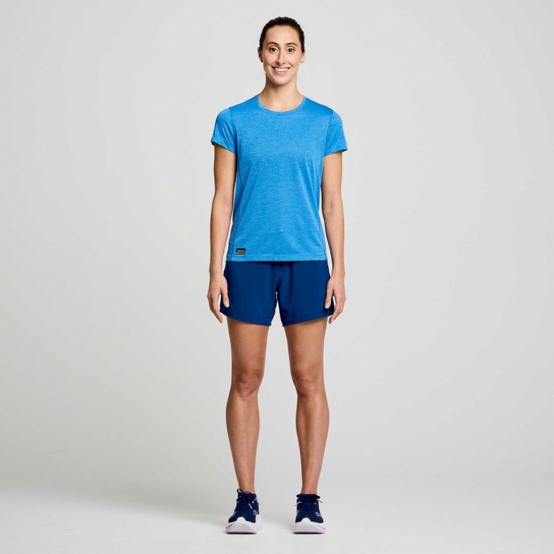 Women's Saucony Stopwatch Short Sleeve T-Shirt Blue | SOUTHAFRICA-RYS