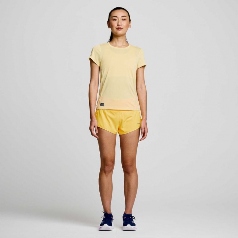 Women's Saucony Stopwatch Short Sleeve T-Shirt Yellow | SOUTHAFRICA-YKA