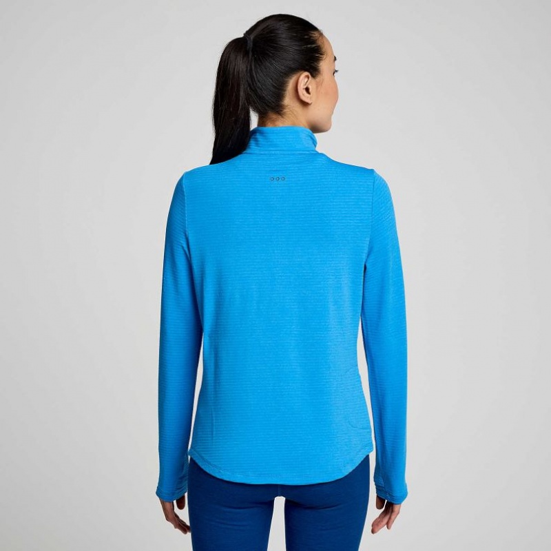 Women's Saucony Triumph 3D 1/2 Zip Sweatshirt Blue | SOUTHAFRICA-CDZ