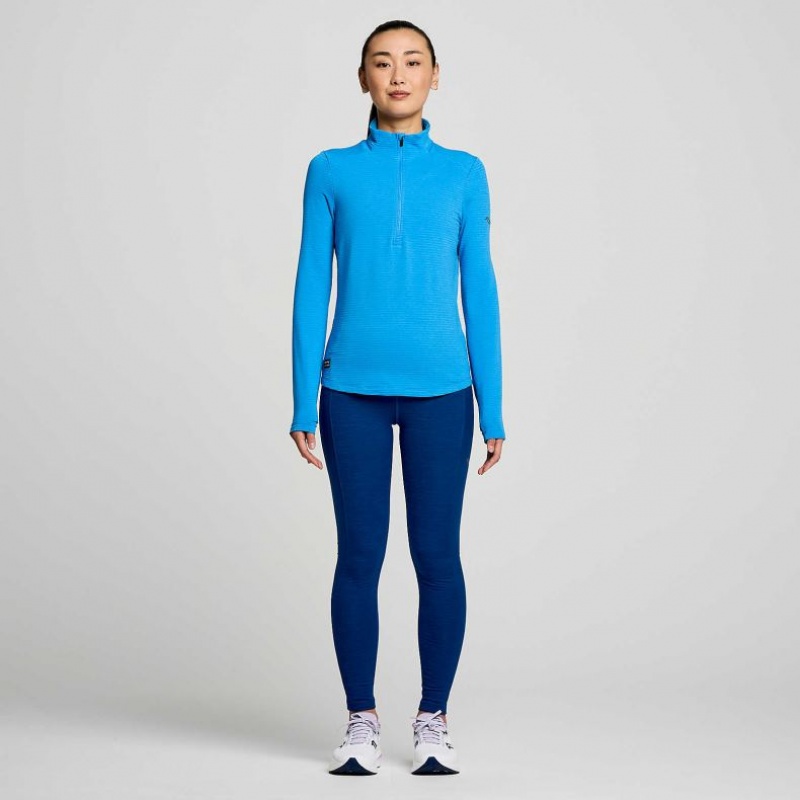 Women's Saucony Triumph 3D 1/2 Zip Sweatshirt Blue | SOUTHAFRICA-CDZ