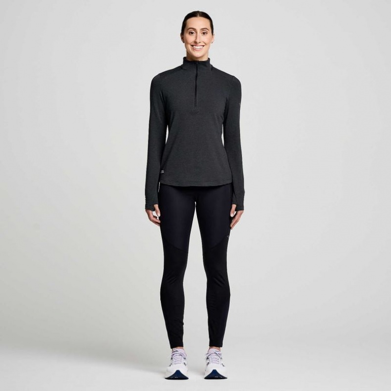 Women's Saucony Triumph 3D 1/2 Zip Sweatshirt Black | SOUTHAFRICA-WGV