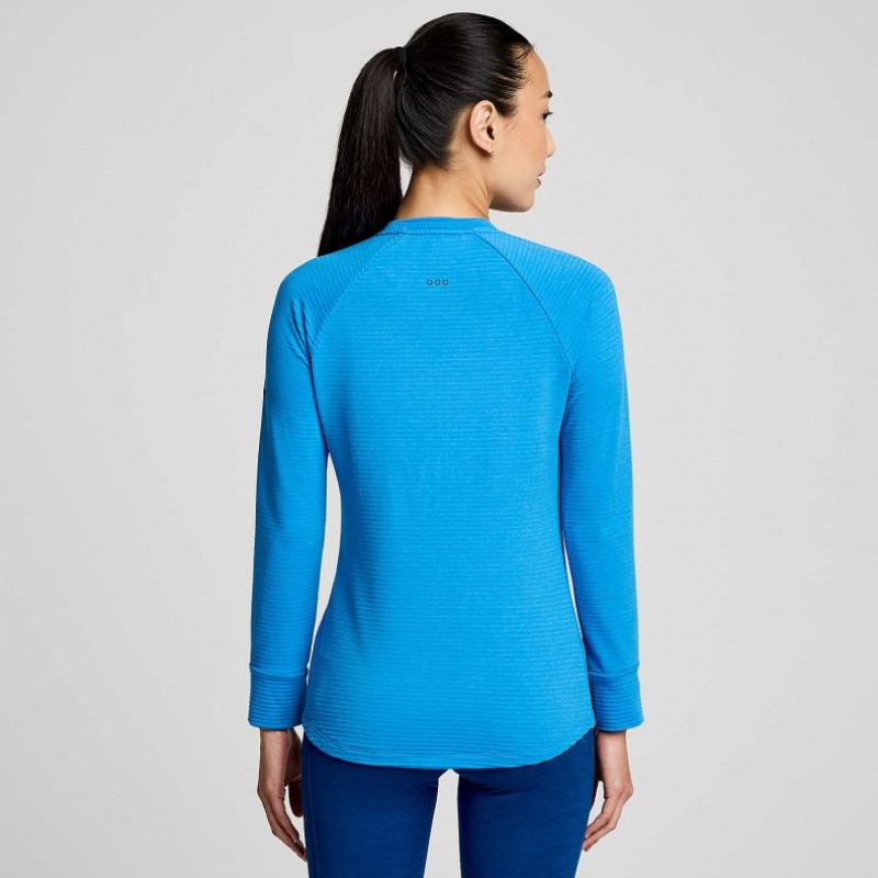 Women's Saucony Triumph 3D Crew Sweatshirt Blue | SOUTHAFRICA-EAH