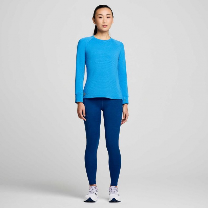 Women's Saucony Triumph 3D Crew Sweatshirt Blue | SOUTHAFRICA-EAH